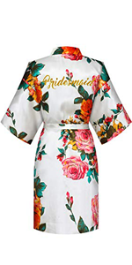 Women short gold glitter peony robe