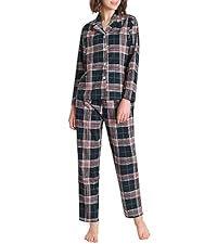 Women&amp;#39;s Petite Flannel Pajama Set Soft Cotton Button Up PJs Set