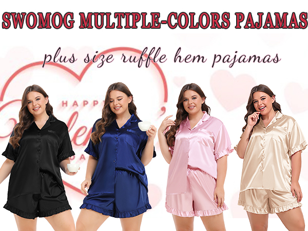 plus size silk ruffle pajamas