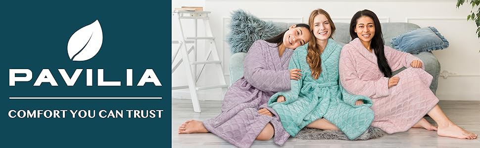 PAVILIA Soft short Robe for Women, Kimono Plush Fleece Spa Bathrobe gift