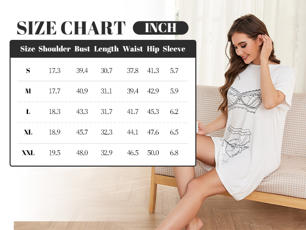 Women''s Funny Lingerie Nightgown Cute Print Short Sleeve Tshirt Sleepdress