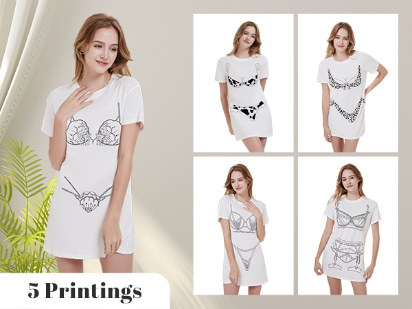 Printed Cute Sleep Shirts Soft Sleepwear