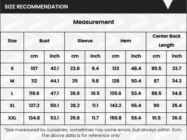 ekouaer nightgown size chart