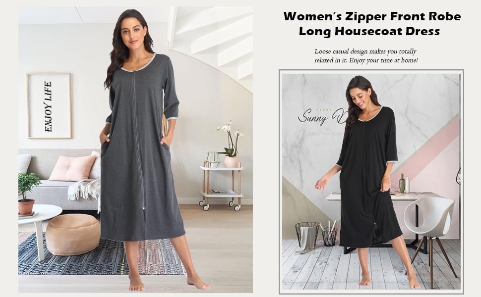 womens zipper front robes