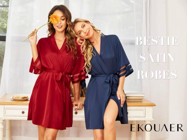 Ekouaer Satin Robes for Women