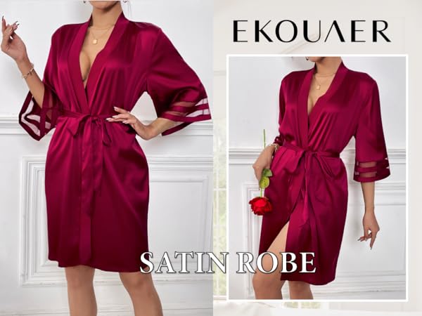 Ekouaer Satin Robes for Women