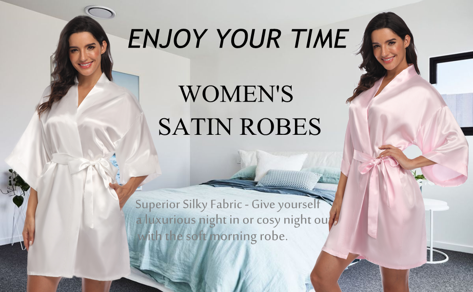 short robes satin kimono robes