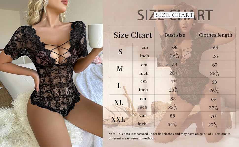 Women Snap Crotch Lingerie Sexy One Piece Lace Teddy Lingerie Deep V Mini Bodysuit