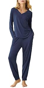 bamboo long sleeve pajamas for women