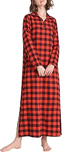 cotton flannel nightgowns for women long sleeve