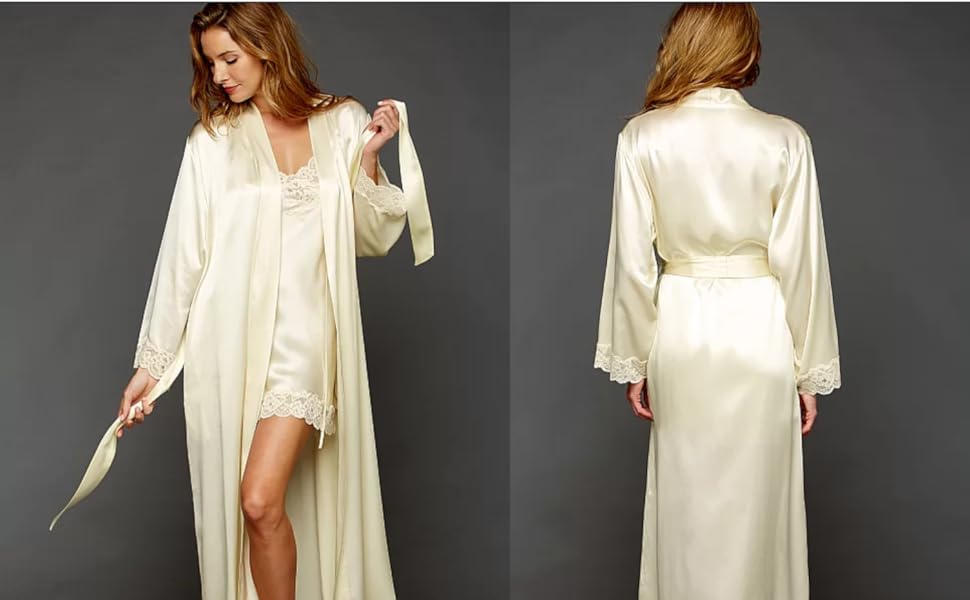 silk robe lace pajamas pj luxury 