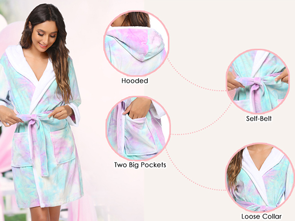 Women''s Robe Tie Dye Winter Soft Comfy Kimono Bathrobes