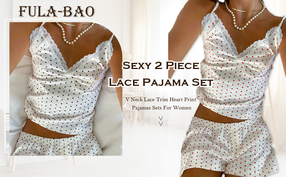 Sexy lace trim pjs set