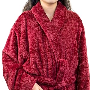 Plush Soft Robe Fluffy Warm Fleece Teddy Sherpa Shaggy Bathrobe