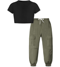 girls cargo pant set