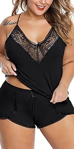 Plus Lace Cami Shorts Set