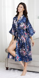 Women long floral robe