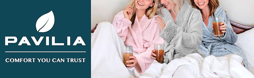 Pavilia womens spa bathrobe robe microfiber fleece luxury stain