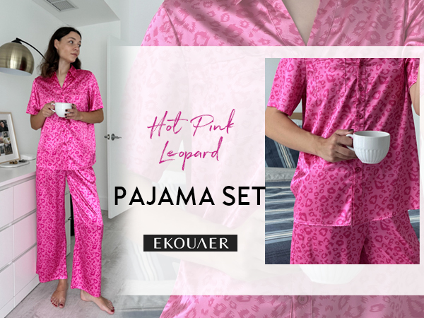 Hot Pink Leopard silk pj