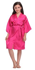 girls pure color robe for wedding toddler satin robes for girls