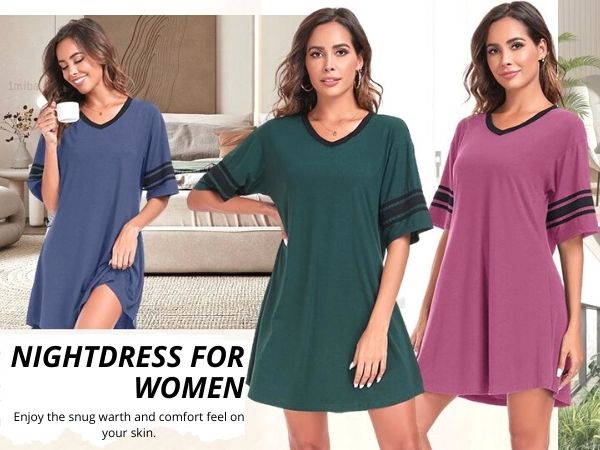 V Neck Loose Nightgowns