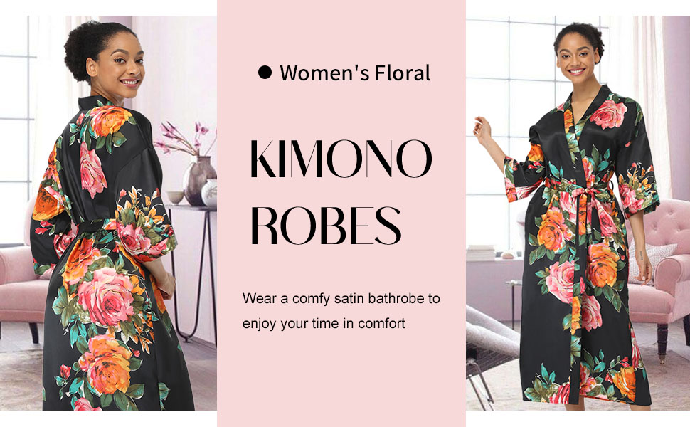 long floral kimono robes