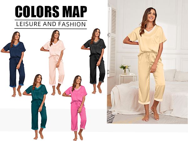 satin pajamas for women pajamas silk pajamas set satin capri pant womens silk pjs for women