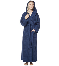 women terry cotton hooded long bath robe