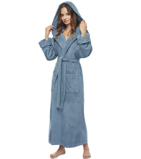 women organic cotton hooded long premium bath robe