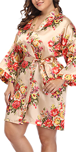 kimono robe for women plus size satin bathrobe short sleepwear floral wedding robe bridal nightgown