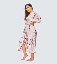 KIM+ONO Women''s Charmeuse Curve & Plus Size Kimono Robe Cherry Blossom & Crane Rose Quartz