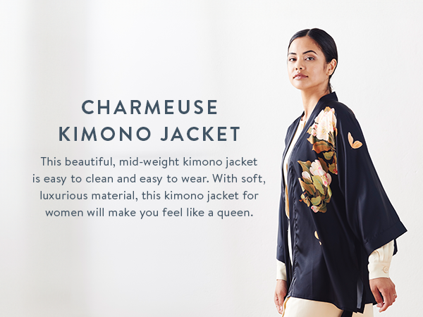 A kimono jacket for women that can double as a maternity jacket or sexy swimsuit coverup for women.