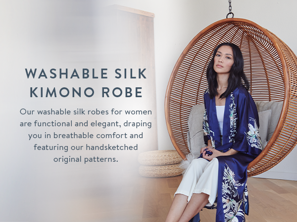 Silk luxury, perfect as a women’s bathrobe, bride to be gifts, postpartum robes, or maternity gown.