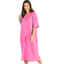 Catalog Classics Henley Nightshirt on Model in Pink