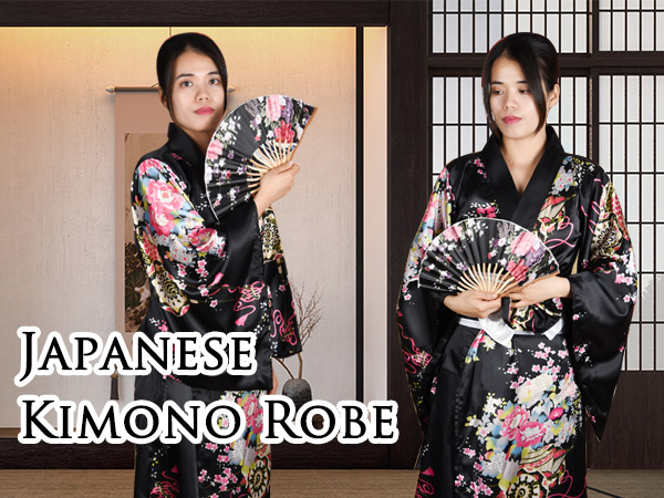 PLULON Japanese Kimono Geisha Yukata Dress 