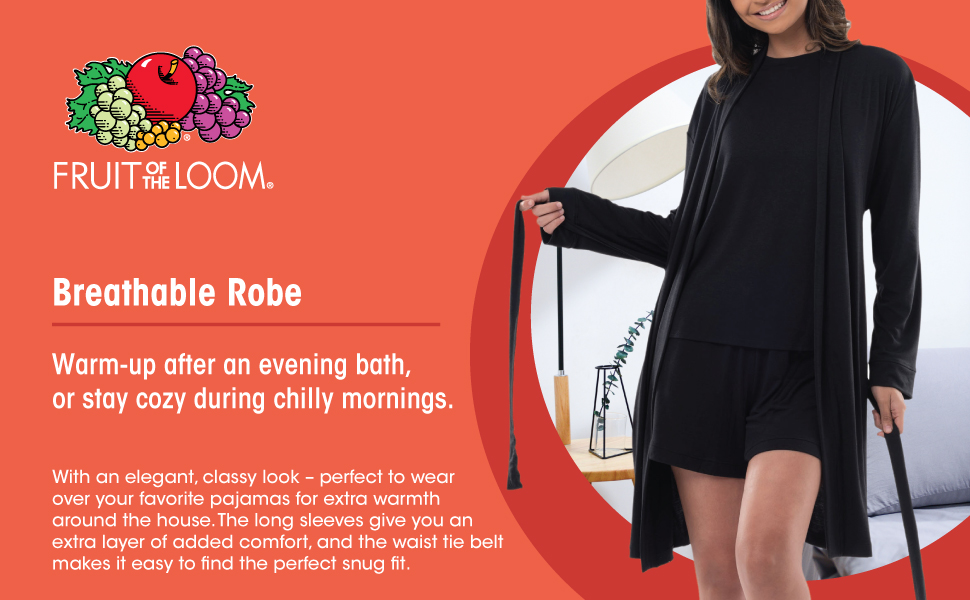 Fruit of The Loom, Ladies, Women, Breathable, Robe, Sleepwear