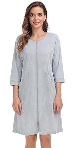 women zip up robe