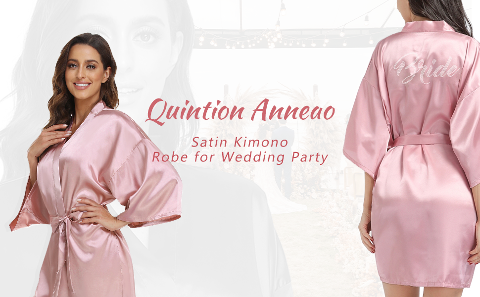 Women&amp;#39;s Silk Robe Bride Bridesmaid Short Satin Soft Kimono Bathrobe