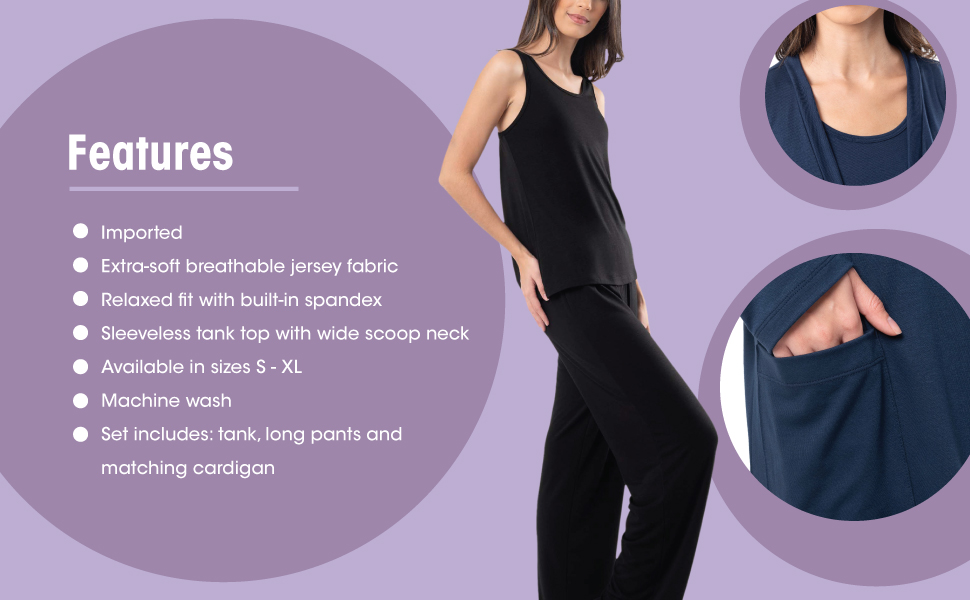 Fruit of the Loom, sleepwear, sleep, breathable cotton, tank, pant, cardigan, ladies, women