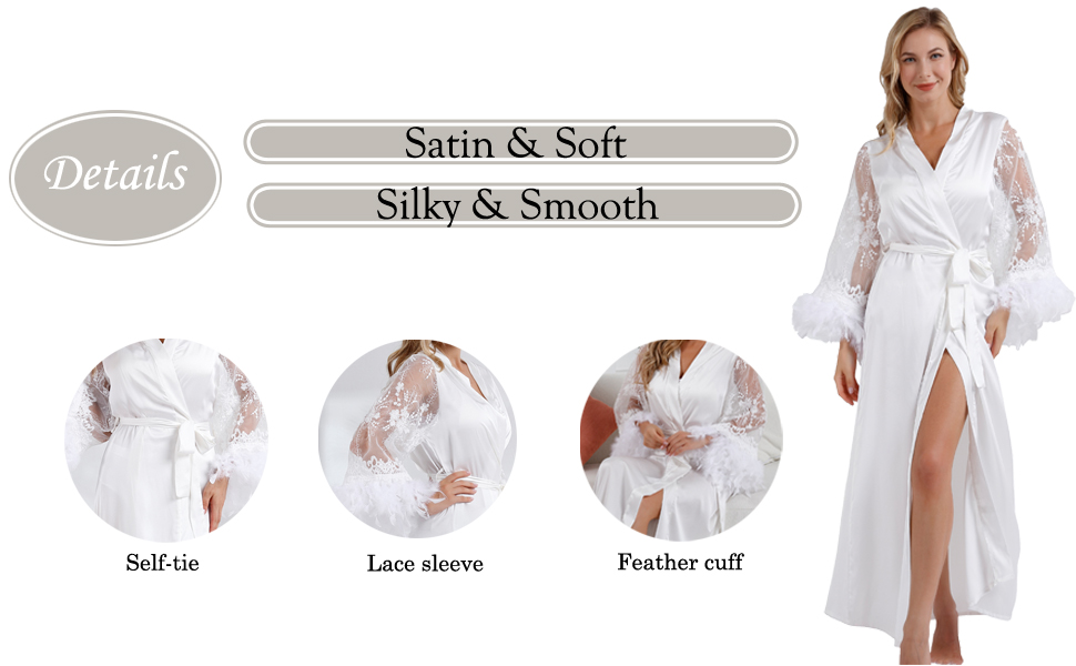 women feather bridal robe