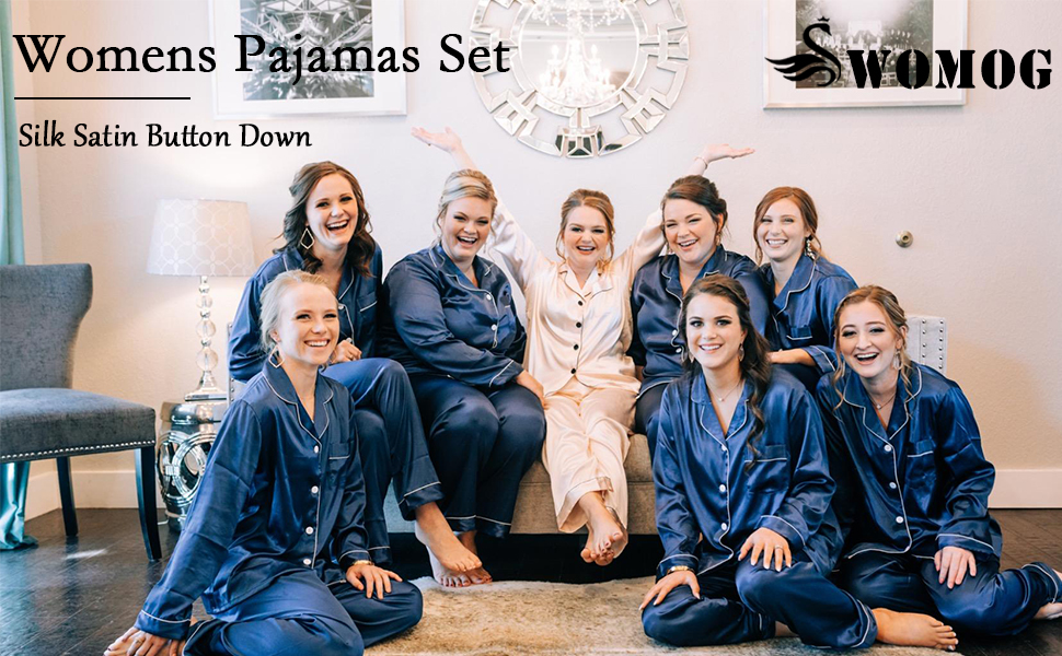 Womens Silk Stain PJ Sets