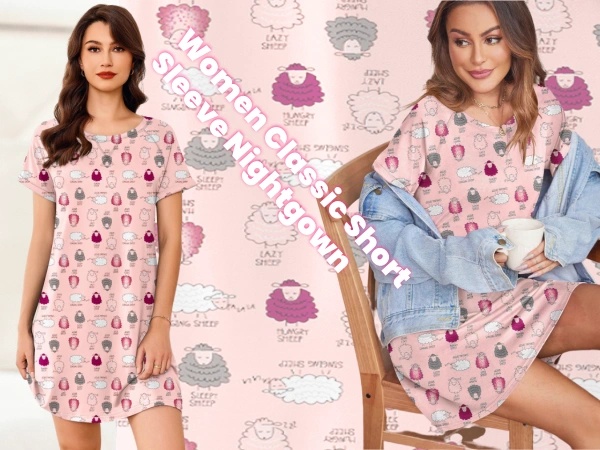 Short Sleeve Sleepwear Pajama Dress