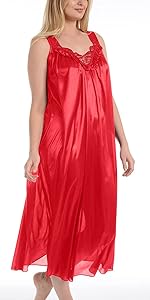 Long Sleeveless Satin Nightgown