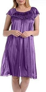 Short Satin Nightgown with Short Sleeves