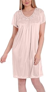 Short Satin Nightgown with Short Sleeves