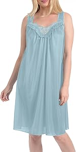 Short Sleeveless Satin Nightgown