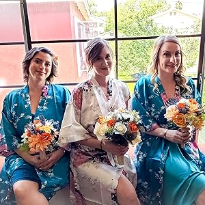 silk kimono brides maid and bride get ready robe