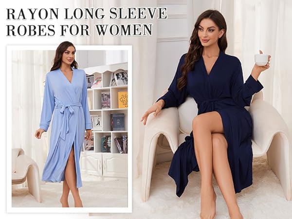 Rayon Long Sleeve Robes for Women