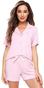 WiWi Womens Pajamas Set Soft Short Sleeve Sleepwear Shorts 