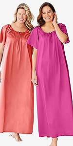 2-Pack Long Silky Gown Pajamas